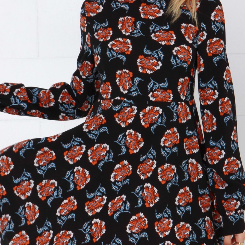 re:named Moon Bloom Black Floral Print Dress